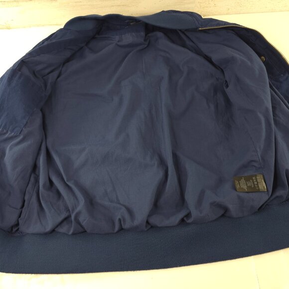 SLATE & STONE Mens MEDIUM Bomber Jacket Blue Cotton Stretch Long Sleeve Full Zip - Picture 8 of 16